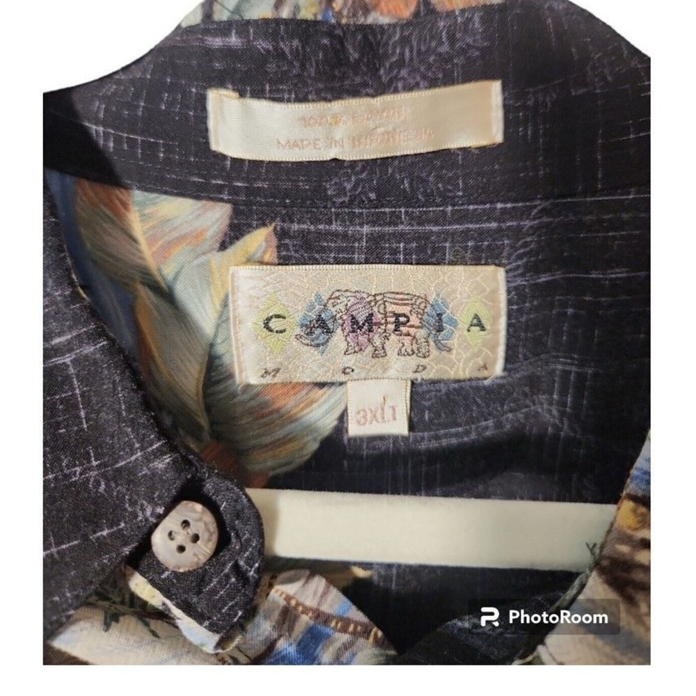 Campra Moda Hawaiian Shirt Tropical Palm Trees Surfboards Black 3XL Big and Tall